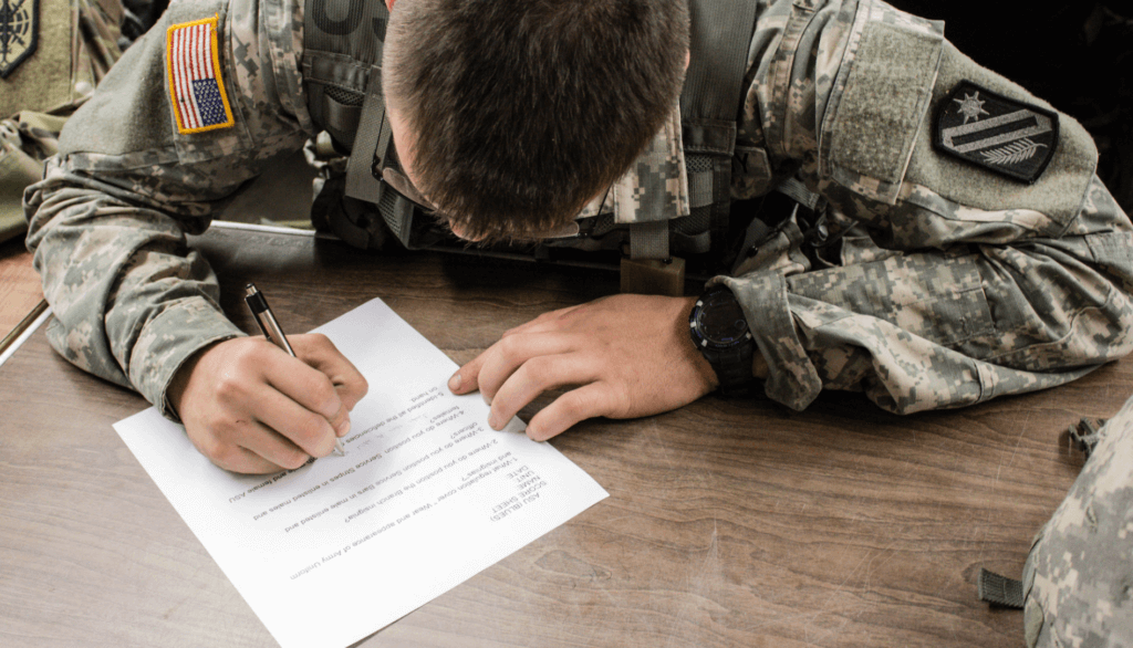 military person working on application
