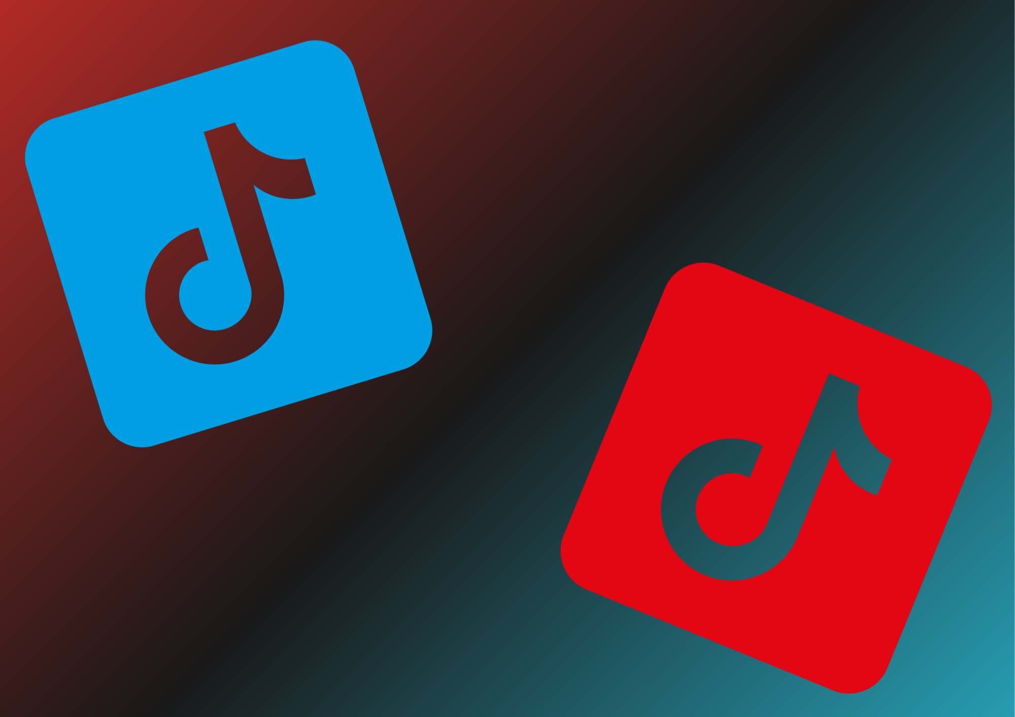 Blue and red TikTok logos