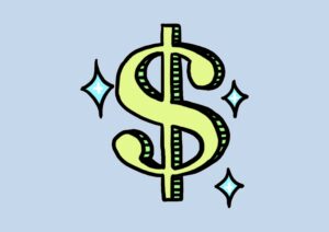 yellow dollar sign on light blue background